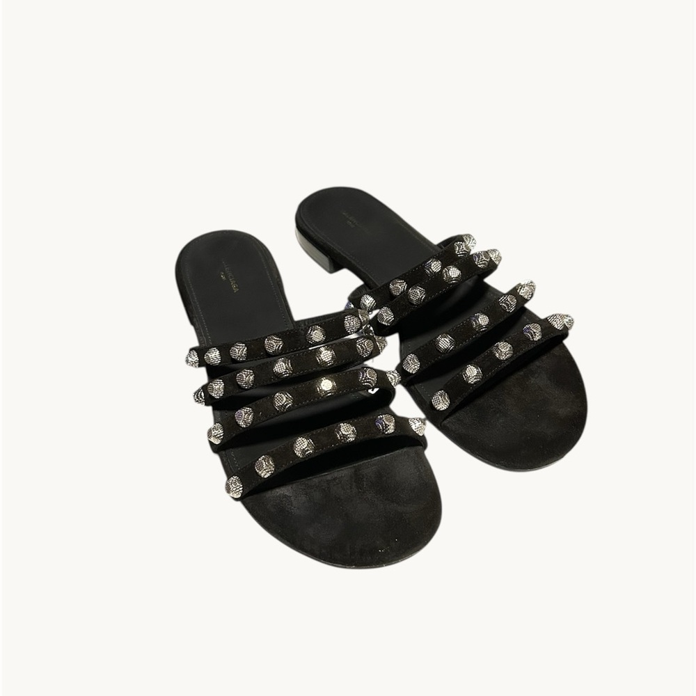 Balenciaga Black Studded Slide Sandals
